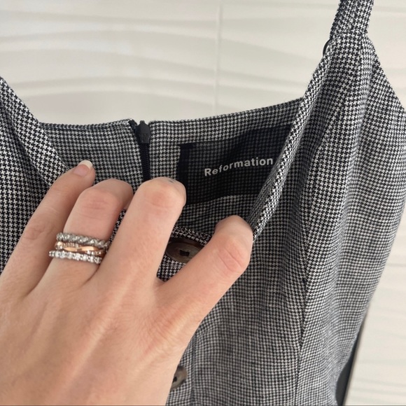 Reformation Thelma Linen Dress Houndstooth (Rare!) - Picture 3 of 6